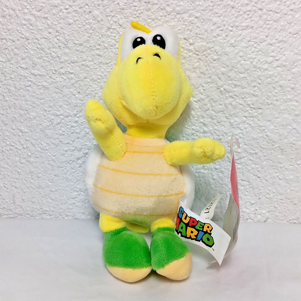 Nintendo Super Mario Koopa Troopa 2021 Green Shelled Yellow Turtle Plush Toy 7"